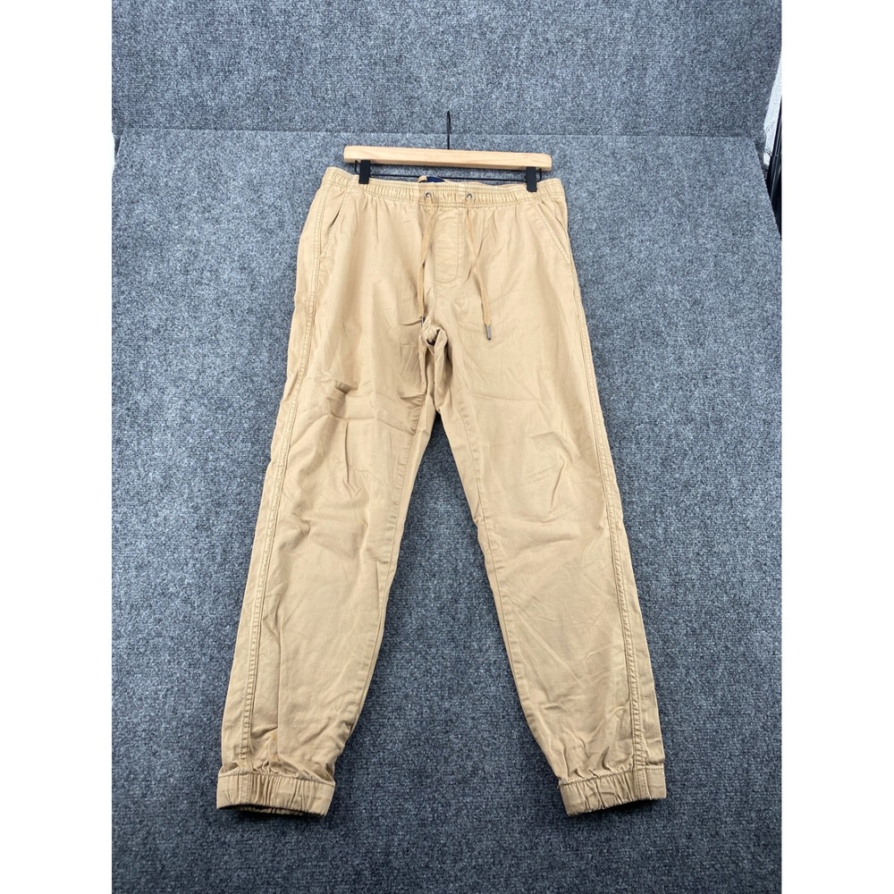 Gap Mens Jogger Pants Khaki Tan Elastic Waist Drawstring Size Medium Casual 2384